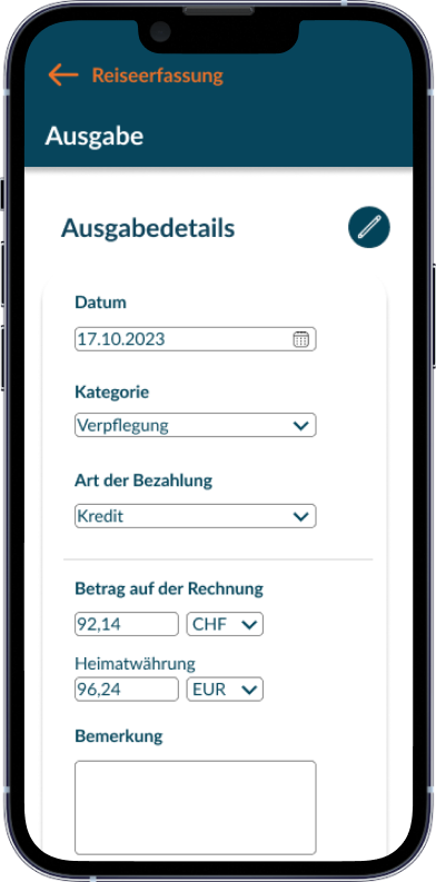 iPhone Screenshot zeigt Ausgabendetails